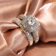 Princess-Cut Zircon Couple Rings – Micro-Pave Full Zircon Engagement & Wedding Ring Set - Image 6