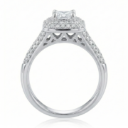 Princess-Cut Zircon Couple Rings – Micro-Pave Full Zircon Engagement & Wedding Ring Set - Image 3