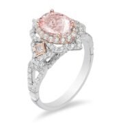 Enchanted Disney Aurora Oval Morganite and 3/4 CT TW Diamond Scallop Frame Engagement Ring in 14K Two-Tone Gold - Image 6