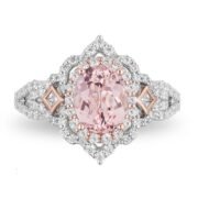 Enchanted Disney Aurora Oval Morganite and 3/4 CT TW Diamond Scallop Frame Engagement Ring in 14K Two-Tone Gold - Image 5