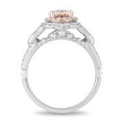 Enchanted Disney Aurora Oval Morganite and 3/4 CT TW Diamond Scallop Frame Engagement Ring in 14K Two-Tone Gold - Image 2