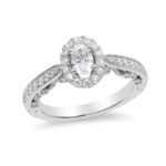 Enchanted Ariel Oval Crystal Frame Engagement Ring in Titanium steel