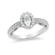 Enchanted Ariel Oval Crystal Frame Engagement Ring in Titanium steel