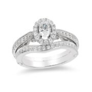 Enchanted Ariel Oval Crystal Frame Engagement Ring in Titanium steel - Image 4