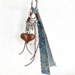 Brown heart-shaped bag decoration