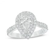 PEAR-SHAPED CRYSTAL FRAME ENGAGEMENT RING IN TITANIUM STEEL