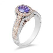 ENCHANTED ARIEL OVAL TANZANITE AND CRYSTAL DOUBLE FRAME ENGAGEMENT RING IN TWO-TONE COPPER AND ZINC ALLOY - Image 2