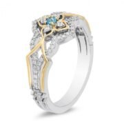 ENCHANTED JASMINE SWISS BLUE TOPAZ AND CRYSTAL RING IN TITANIUM STEEL AND COPPER AND ZINC ALLOY - Image 3